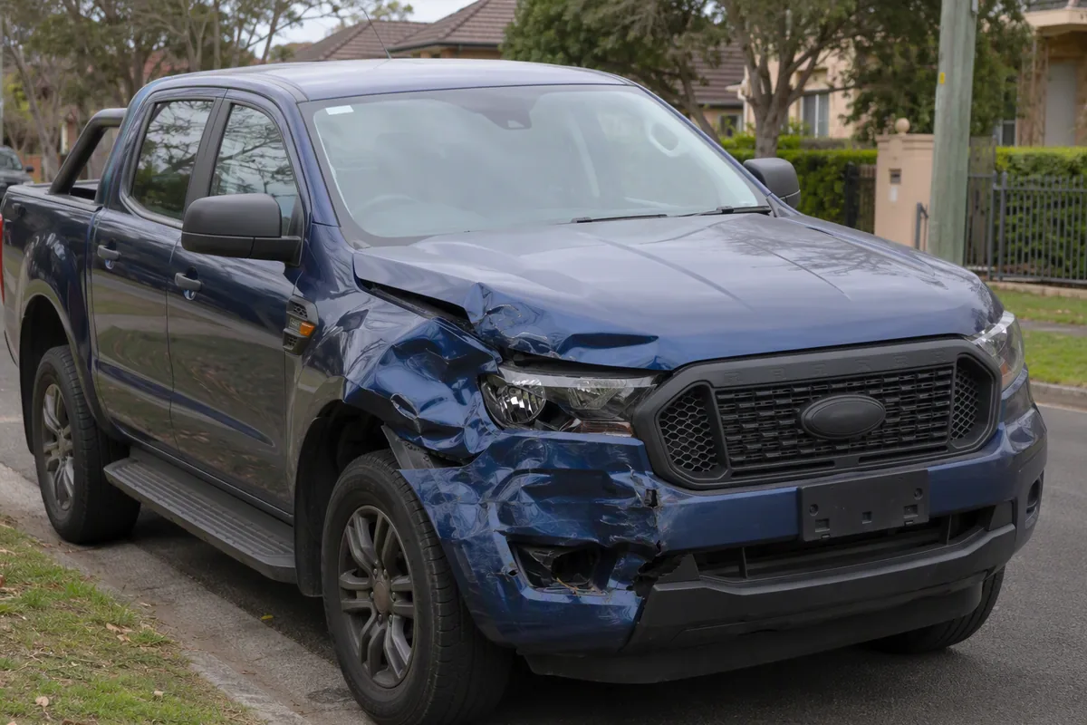 A damaged car